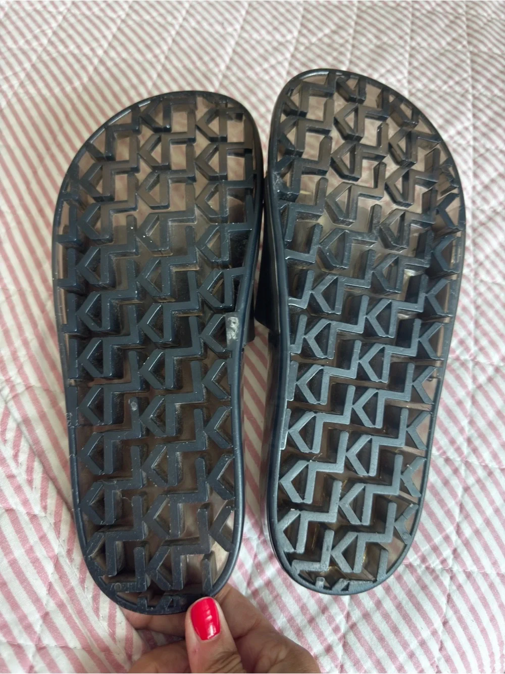 Karl Lagerfeld Woman’s Black Logo Slide Sandals
